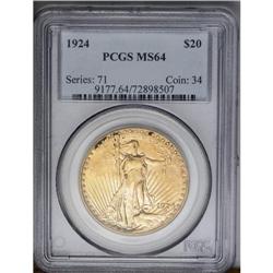 	1924 $20 MS64 PCGS. Intensely lustrous and nearly blem 1924