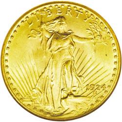 	1924 $20 MS66 NGC. The 1924, with a mintage of over 4 1924