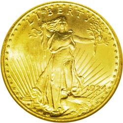 	1924 $20 MS66 NGC. Booming luster graces this smooth a 1924