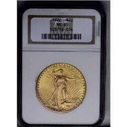 	1926 $20 MS65 NGC. Traces of lime-green are embedded w 1926