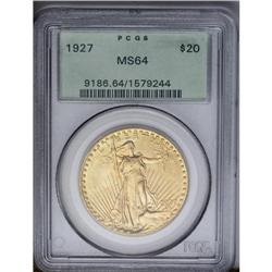	1927 $20 MS64 PCGS. Lime and orange toning endow this 1927