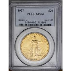 	1927 $20 MS64 PCGS. Bright green-gold and pink toning 1927