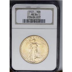 	1927 $20 MS64 NGC. Brilliant and sharply struck with f 1927