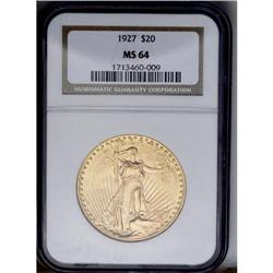 	1927 $20 MS64 NGC. Greenish-gold and copper-gold areas 1927
