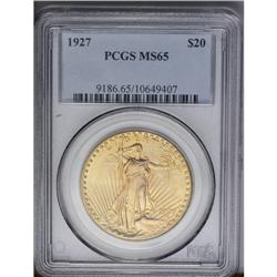 	1927 $20 MS65 PCGS. A lustrous Gem that has bright yel 1927