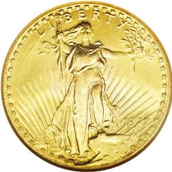 	1927 $20 MS66 NGC. Unusually deep orange-gold colorati 1927