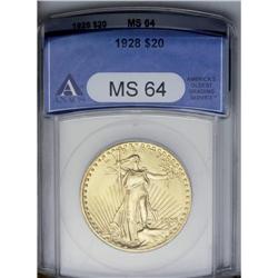 	1928 $20 MS64 ANACS. A considerably better-than-averag 1928