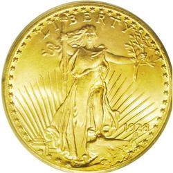 	1928 $20 MS66 ICG. Richly patinated in almond and oliv 1928