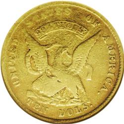 	1852 $10 Humbert Ten Dollar VF30 NGC. A seldom-seen va 1852