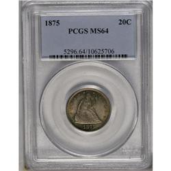 	1875 20C MS64 PCGS. A well struck example with satiny 1875