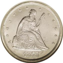 	1875-S 20C MS66 NGC. The twenty cent piece is well-kno 1875-S