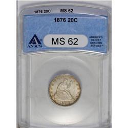 	1876 20C MS62 ANACS. Lustrous and sharply struck, the 1876