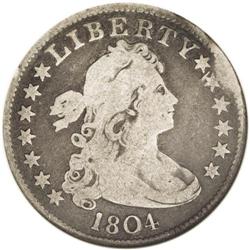 	1804 25C --Bent--ANACS. VG8 Details. B-1, R.4. The edge 1804