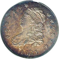 	1821 25C MS64 PCGS. B-4, R.3. Star 7 points to the cen 1821