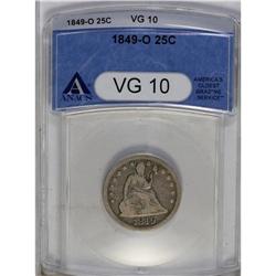 	1849-O 25C VG10 ANACS. An important offering. The 1849 1849-O