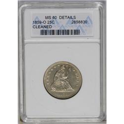 	1859-O 25C --Cleaned--ANACS. MS60 Details. Glossy yello 1859-O