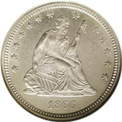 	1866 25C Motto MS66 NGC. The 1866 is rare in all grade 1866