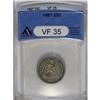 Image 1 : 	1867 25C VF35 ANACS. A pleasing, lightly circulated ex 1867