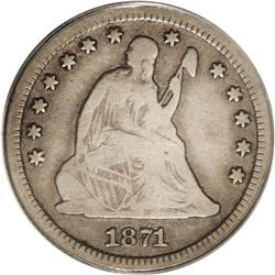 	1871-CC 25C Fine 12 ANACS. The 1871-CC is not as rare 1871-CC