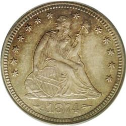 	1874 25C Arrows PR64 PCGS. A scarce two-year proof typ 1874