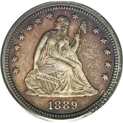 	1889 25C PR66 Cameo PCGS. Beautiful luster emanates fr 1889