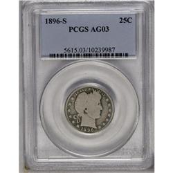 	1896-S 25C AG3 PCGS. A pleasing, completely original c 1896-S