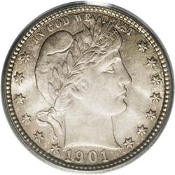 	1901 25C MS66 PCGS. Splashes of reddish-gray and golde 1901