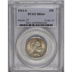 	1911-S 25C MS64 PCGS. Apricot and sky-gray blanket thi 1911-S