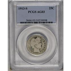 	1913-S 25C AG3 PCGS. A problem-free example of this ke 1913-S