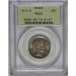 	1914-D 25C MS65 PCGS. Lavender and dove-gray toning em 1914-D