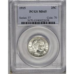 	1915 25C MS65 PCGS. This thoroughly lustrous and virtu 1915