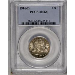 	1916-D 25C MS66 PCGS. Olive-gold and mauve colors bath 1916-D