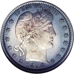 	1898 25C PR65 Cameo NGC. The light centers are coated 1898