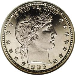 	1905 25C PR67 NGC. A stunning, all-white proof of impe 1905