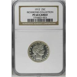 	1912 25C PR64 Cameo NGC. Ex: Richmond Collection. Snow 1912