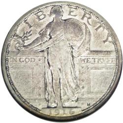 	1916 25C --Cleaned--ANACS. VF20 Details. An attractive 1916