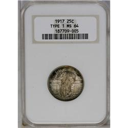 	1917 25C Type One MS64 NGC. This well struck Type One 1917