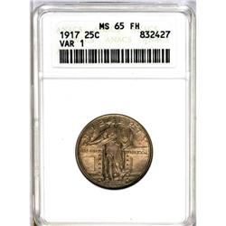 	1917 25C Type One MS65 Full Head ANACS. Deep rose-gray 1917