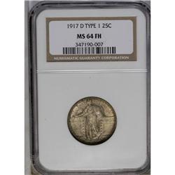 	1917-D 25C Type One MS64 Full Head NGC. Fully struck w 1917-D