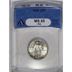 	1920 25C MS65 Full Head ANACS. An extremely bold strik 1920