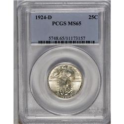 	1924-D 25C MS65 PCGS. Brilliant throughout, the surfac 1924-D