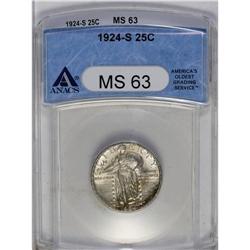 	1924-S 25C MS63 ANACS. A lovely example of this San Fr 1924-S