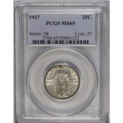 	1927 25C MS65 PCGS. A smooth, satiny, and lightly tone 1927