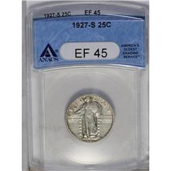 	1927-S 25C XF45 ANACS. A lovely example of this key-da 1927-S