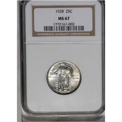 	1928 25C MS67 NGC. While not completely struck up on L 1928
