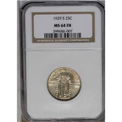 	1929-S 25C MS64 Full Head NGC. Pale beige-tan and sky- 1929-S
