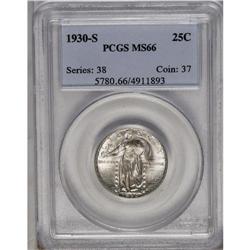 	1930-S 25C MS66 PCGS. Gunmetal-blue shades and blazing 1930-S