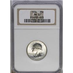 	1934 25C Medium Motto MS67 NGC. A light film of silver 1934