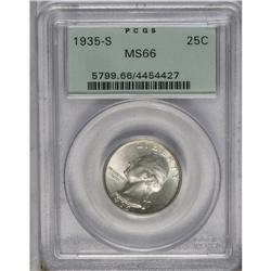 	1935-S 25C MS66 PCGS. A coating of light, opaque tonin 1935-S