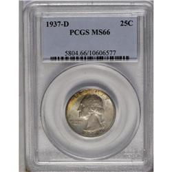 	1937-D 25C MS66 PCGS. An interestingly toned Premium G 1937-D